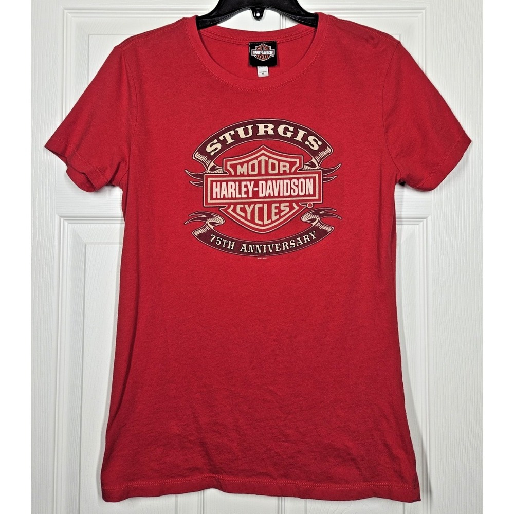 Harley-Davidson T-Shirt 2015 Sturgis 75th Annual Women's XL Red Wings Rally USA - Picture 2 of 9